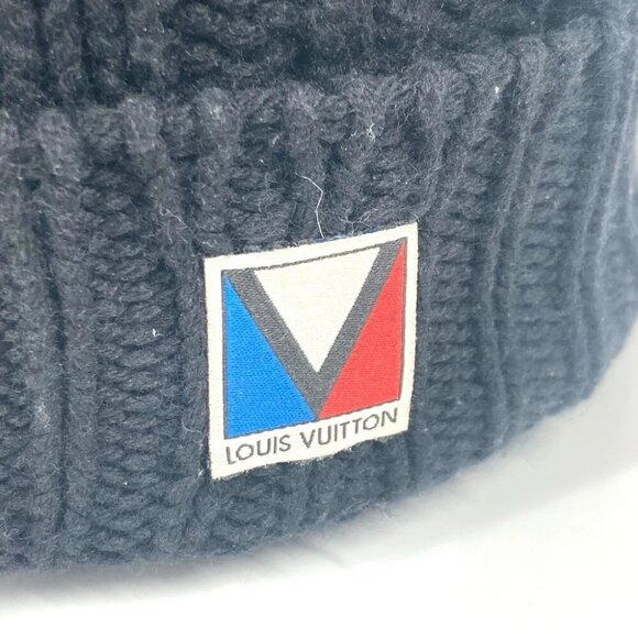 LOUIS VUITTON M75377 LV logo beanie knit cap Knit hat wool Black - Picture 9 of 16